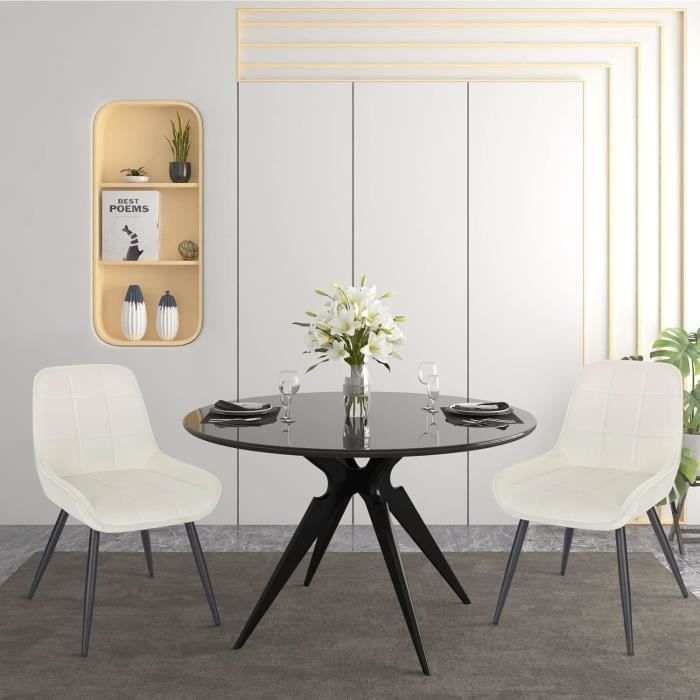 Lot de 4 chaises scandinaves FREJA bicolore blanc et bois pour salle à manger Lot de 4 chaises scandinaves FREJA bicolore blanc et bois pour salle à manger