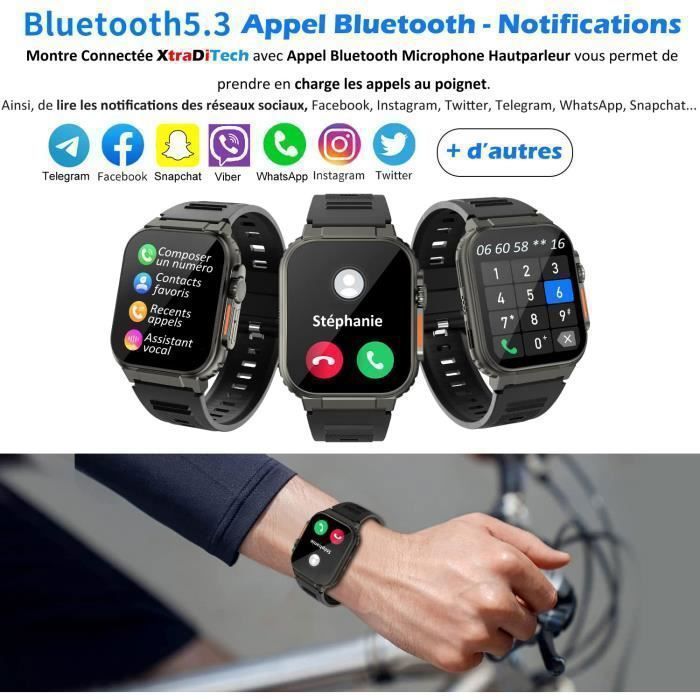 TESOFIT Montre Connectee Homme Appel SMS 1.72'' 50m Etanche 24 Modes Sport  - Cdiscount Téléphonie