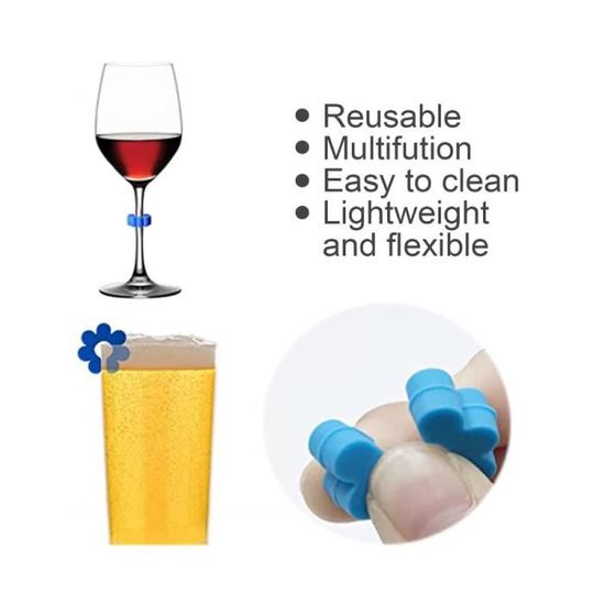 TYXHXTF Lot De 65 Marqueurs De Verres En Silicone Colorés – Réutilisables, Pour Vin, Champagne, Cocktails, Fêtes & Apéros TYXHXTF Lot De 65 Marqueurs De Verres En Silicone Colorés – Réutilisables, Pour Vin, Champagne, Cocktails, Fêtes & Apéros