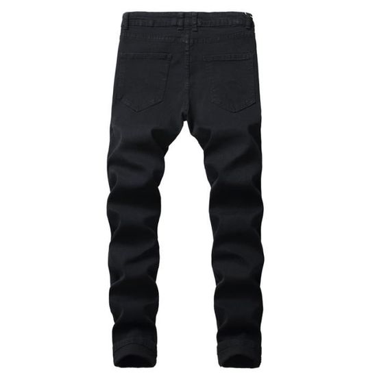 Jeans homme de marque luxe Jean finement brode de slim droit Personnalite slim noir Pantalon Vetement Masculin Noir Noir Cdiscount Pret a Porter
