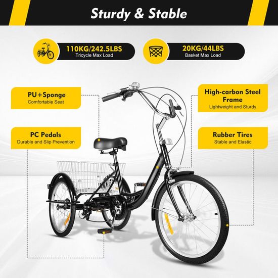 Tricycle adulte 20 tricycle adulte tricycle tricycle 3 roues pour seniors - Sport