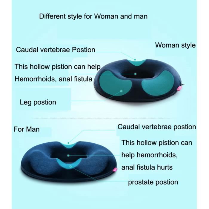 Coussin Orthopédique En Mousse Mémoire De Forme - Soulage Les Douleurs De Coccyx Et Du Dos, Noir