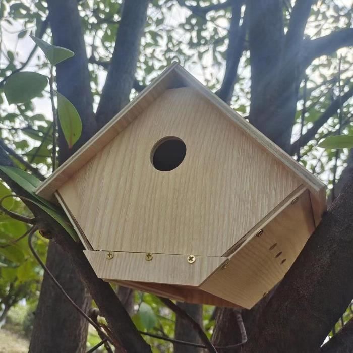 Nichoir à Oiseaux Navaris En Bois 23x12x23cm | Pour Mésanges, Moineaux - Abri Jardin Balcon Avec Crochet