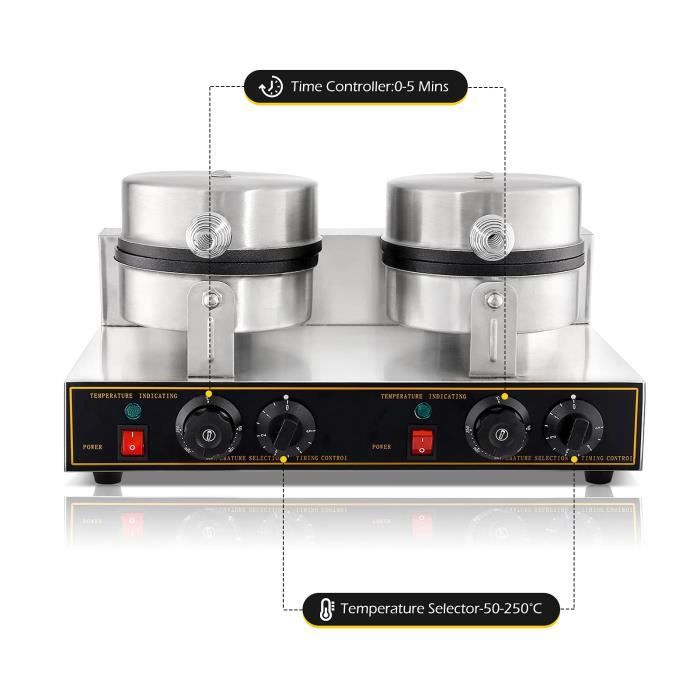 Gaufrier Crêpier Double Tête 6000W - Professionnel Pour Restaurant, Beignets