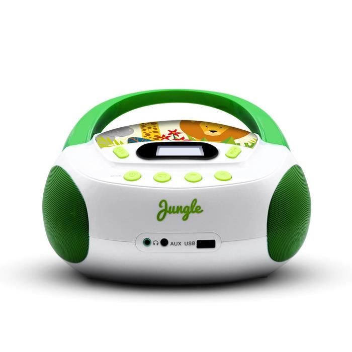 Lecteur CD enfant portable Jungle - MP3 / USB - Prise casque