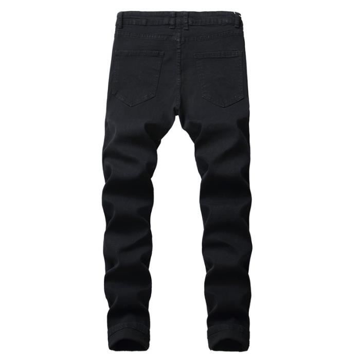 Jeans homme de marque luxe Jean finement brode de slim droit Personnalite slim noir Pantalon Vetement Masculin Noir
