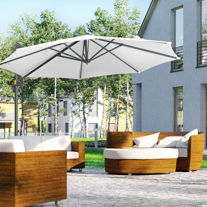 Toile De Parasol Déporté 2m/2.7m/3m - Housse De Remplacement 6 Ou 8 Baleines | Anti-UV Et Imperméable