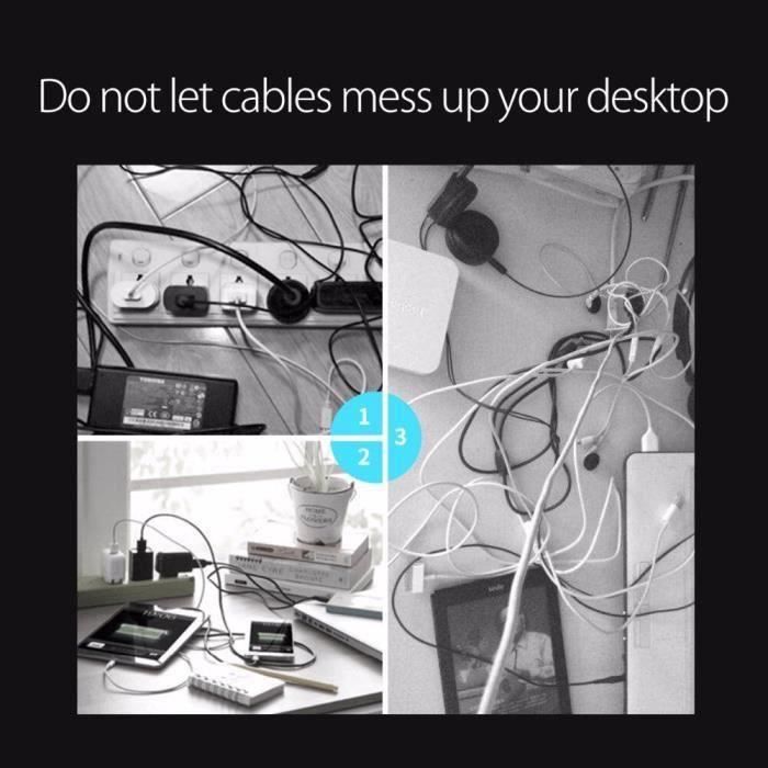Leytn® 3Pcs Clips câbles adhésifs Clips câble organisateur bureau Rangement  de câbles pour Câbles de USB/ HDMI/ Écouteur - Cdiscount Bricolage