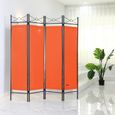 Paravent intérieur 4 panneaux 180 x 163 cm Séparateur de pièce pliable orange Cloison de séparation Intérieur maison-3