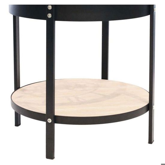 Home Deco Factory HD6446 Table basse d'appoint ronde Horloge Noir beige et  transparent Métal bois et verre Petit modèle D40,5xH39cm - Cdiscount Maison