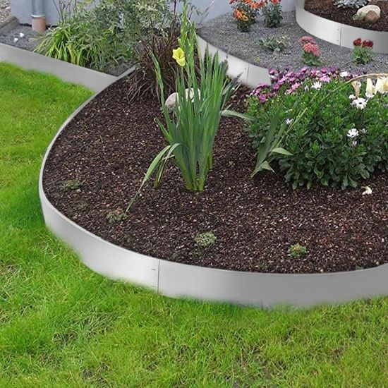 Lot De 15 Bordures De Jardin En Métal Galvanisé – 15 Mètres – Hauteur 15 Cm – Pour Délimiter Pelouse, Fleurs Et Légumes
