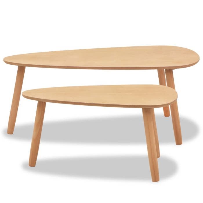 SWEETY Set de 2 tables basses - Bois de pin massif Marron 244733 ...
