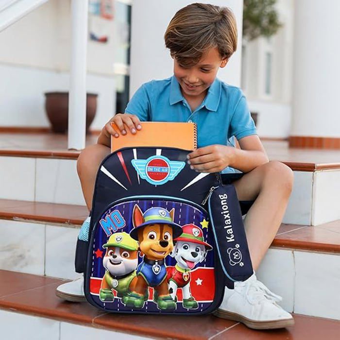 Sac a Dos Pat Enfant Sac a Dos Cartable Garcon Sac a Dos Enfant pour Ecole Maternelle Creche Garderie Primaire Noir Bleu Cdiscount Bagagerie Maroquinerie