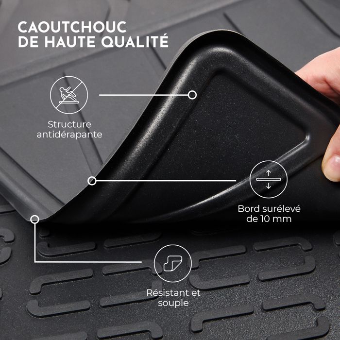 Tapis Antidérapant Tapis De Protection Renault Rafale 2024 - Lot 8 Pièces - Noir - PVC Antidérapant - Sur Mesure Tapis Protection Renault Rafale