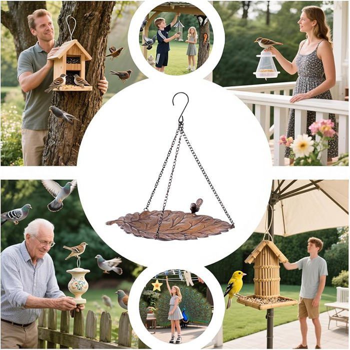Support Suspendu Pour Mangeoires à Oiseaux - Crochet Berger Double En Fer, Hauteur Réglable, Base 5 Griffes