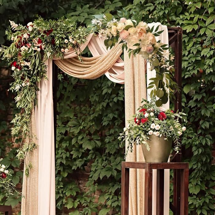 Lot De 3 Arches De Mariage En Métal Doré 6m + 5m + 4m - Support Ballons Et Décoration Cérémonie