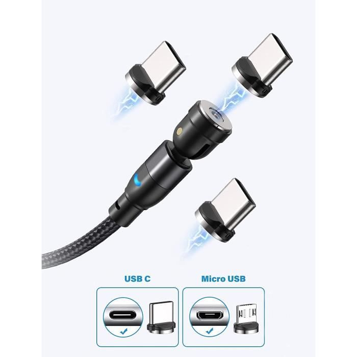 Câble USB Magnétique [6Pcs, 0.5 m + 1m + 1m + 2m + 2m + 3m