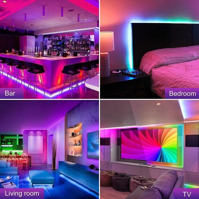 Ruban LED 5m, Bande LED RGB led chambre avec 44 Touches Télécommande,  Multicolores lumiere led guirlande lumineuse Découpable [86] - Cdiscount  Maison