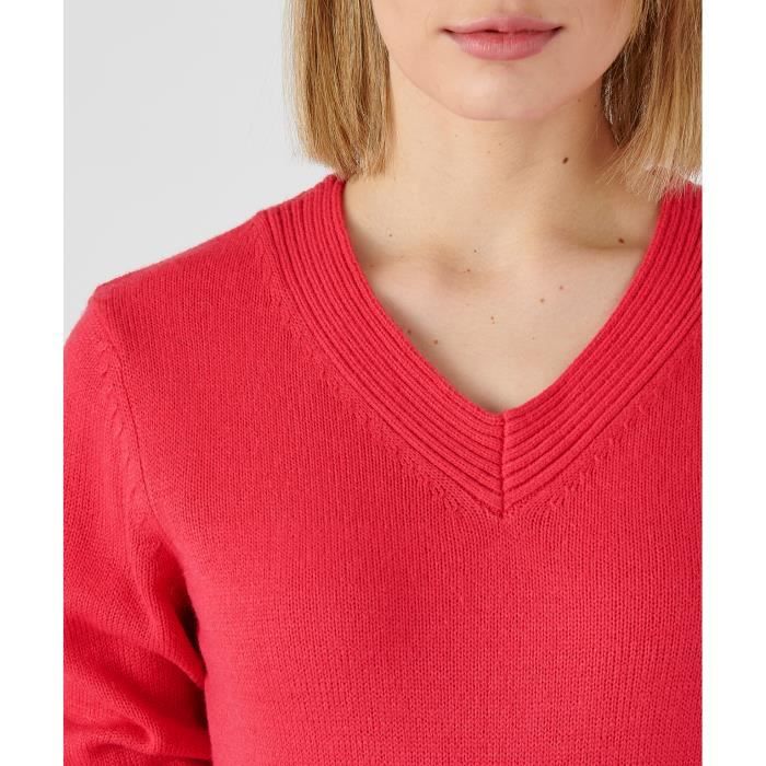 Pull femme Damart Col V Rose framboise Rose framboise Cdiscount Pret a Porter