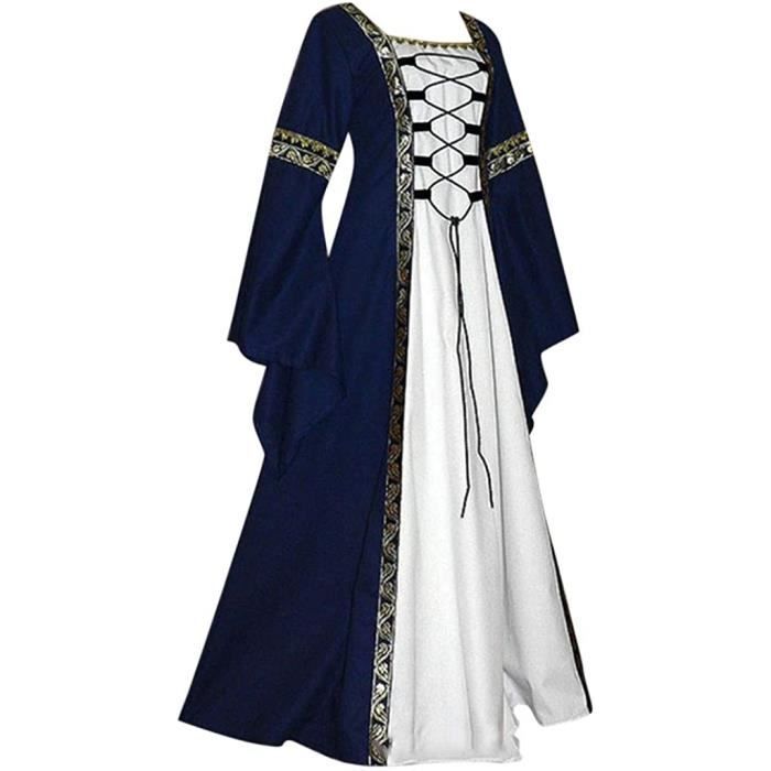 Robe Médiévale à Manches Longues Vintage Victoria Halloween Renaissance  Costume Femmes Lie de Vin