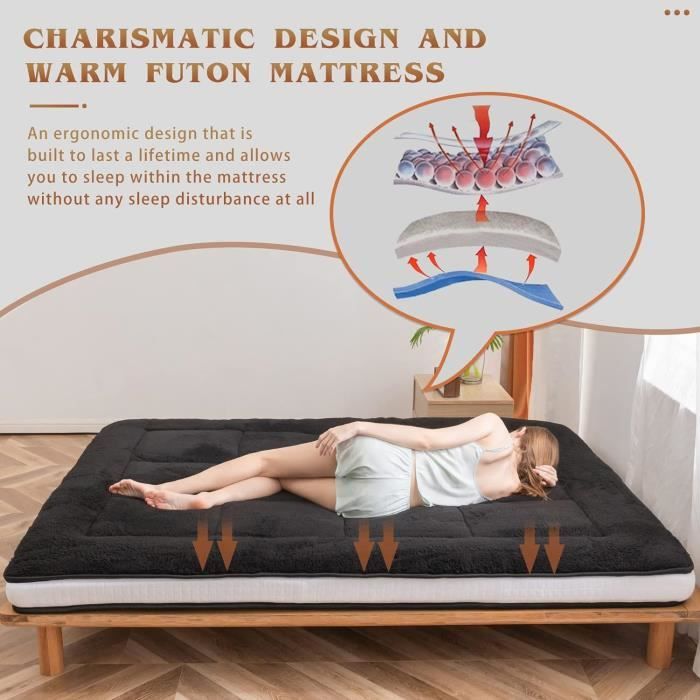 MTNBHH Matelas de dortoir Enroulable, Matelas futon de Sol de Style Japonais, Matelas de Couchage Portable Pliable, lit d'invité, Matelas de lit Simple et Double(Gray,90x200cm MTNBHH Matelas de dortoir Enroulable, Matelas futon de Sol de Style Japonais, Matelas de Couchage Portable Pliable, lit d'invité, Matelas de lit Simple et Double(Gray,90x200cm