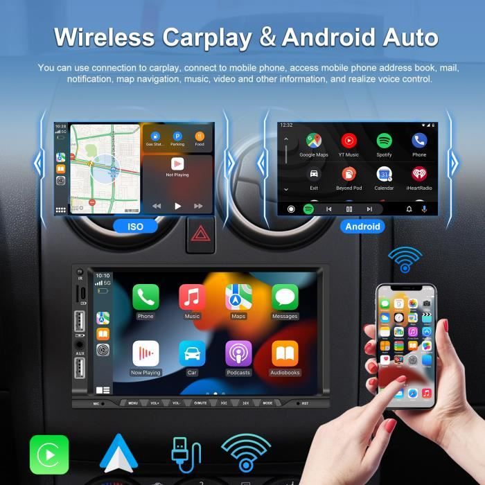 Autoradio 2 Din ,car Radio 7 HD carplay Android Auto Player