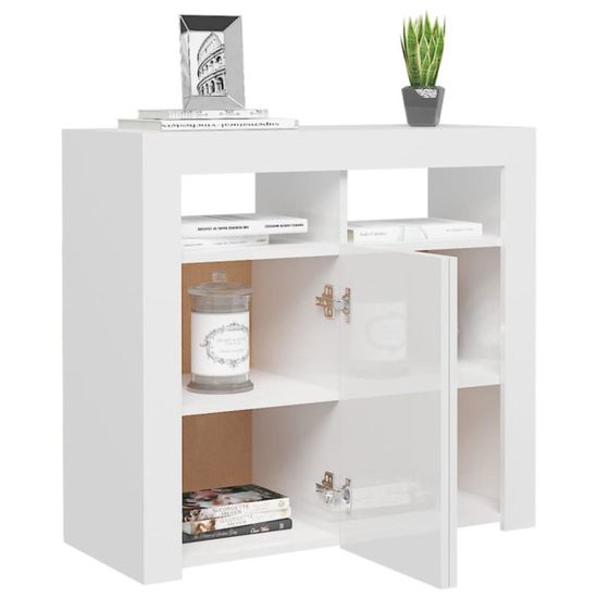 Buffet 4 Tiroirs VidaXL - 60x30,5x71cm - Blanc - Meuble Rangement Salon Moderne - En MDF