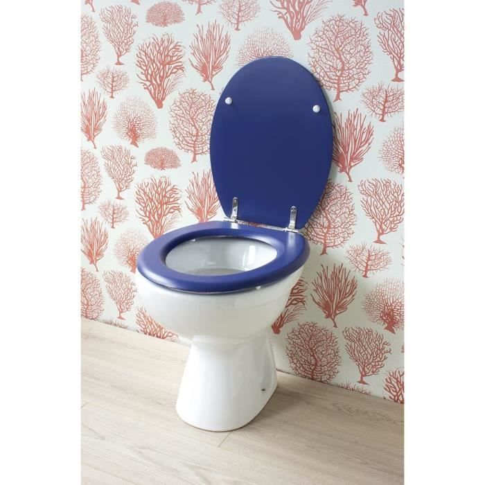 GELCO DESIGN Abattant WC Dolce - Charnières inox - Bois moulé - Bleu marine  - Cdiscount Bricolage