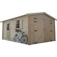 Garage en bois SOLID - Modèle Traditionnel - 358x538cm - 40mm - Double porte et porte-menuisière-0