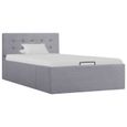 156•Modern Design Lit coffre contemporain - Cadre de lit à stockage hydraulique Lit Simple Sommiers à Lattes|Gris clair Tissu 90x200-0