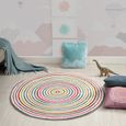 The carpet Monde Kids Tapis moderne doux pour enfant - Facile d'entretien - Couleurs vives - 120 x 120 cm - Rond-0