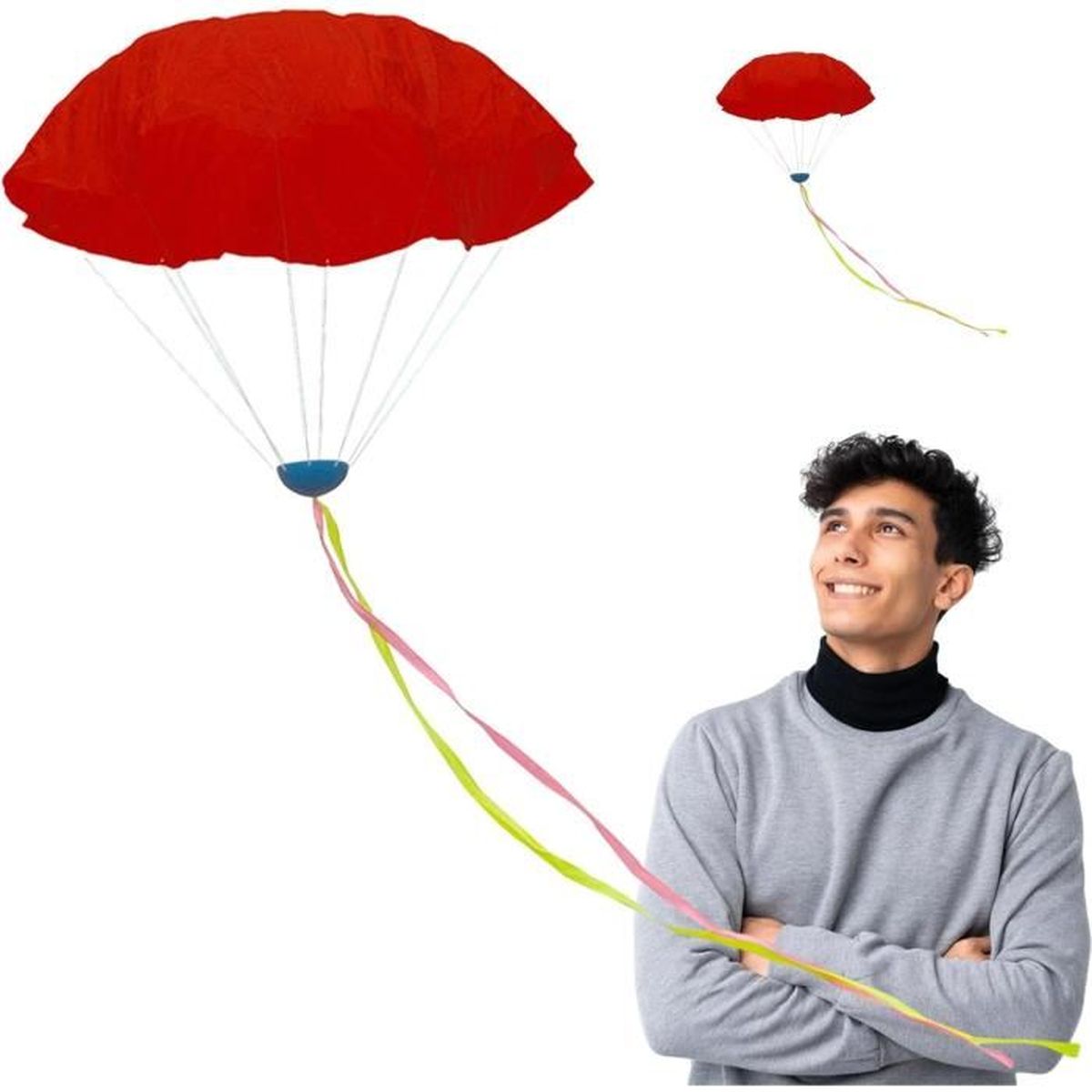 Lot De 6 Parachutes Jouets - Parachutistes à Lancer à La Main - Multicolores Pour Jeux En Plein Air