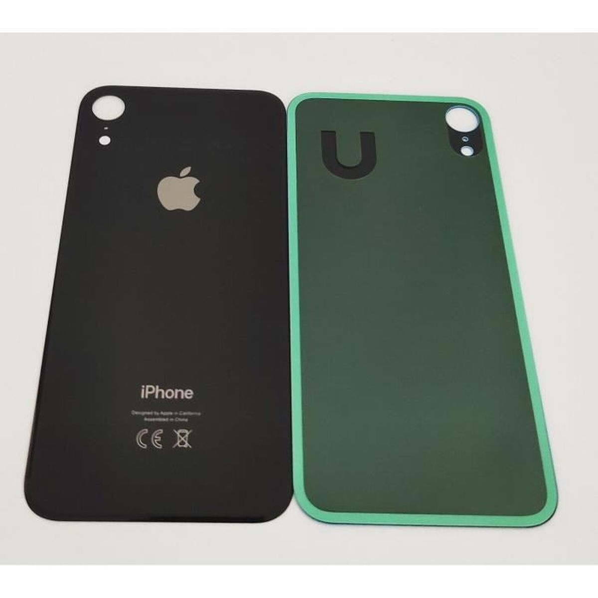 Vitre ecran arrière iPhone XR Couleur NOIR/ AVEC LOGO ET CE (GRAND TROU