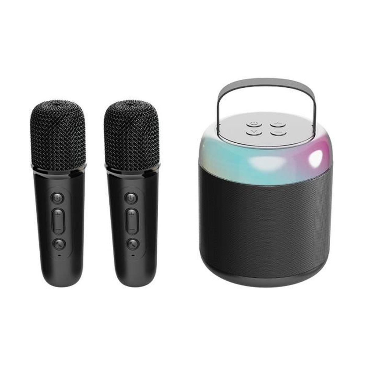 Mini Karaoké Enfant avec 2 Microphone Sans Fil, Machine de Karaoké Bluetooth Portable avec Lumières LED, Cadeau de Noël pour - Jeux - Jouets