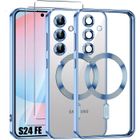 Coque pour Samsung Galaxy S24 FE - Anneau Magnétique Film Caméra 2 Verres Trempés - Bleu - BOOLING®