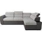 CASAPY Canapé d'angle convertible réversible - 4/5 places - KELIO - Tissu Anthracite/Gris - 3 tétières - 245 x 184 x 77/87 cm