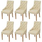 Chaises de salle à manger - VIDAXL - Lot de 6 - Accoudoirs - Tissu - Beige