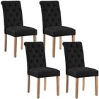 Lot de 4 Chaises de Salle à Manger Haut Dossier Assise Rembourrées -Pieds en Bois Chêne confortable-Noir YAHEETECH