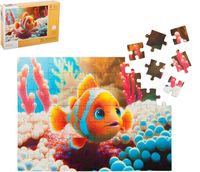 Puzzle en bois pour enfant - Série Yuppie Cutie - Clownfish - Puzzles de Forme Classique - 28,5 x 21 cm - 70 éléments - Milliwood