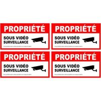 alarme propriété sous vidéo surveillance lot de 4 logo 5669 autocollant adhésif sticker - Taille : 4 cm