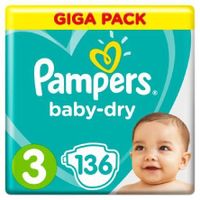 Pampers Baby-Dry Taille 3, 136 Couches