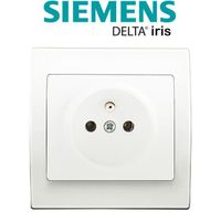 Siemens - Prise 2P+T Blanc Delta Iris + Plaque basic Blanc