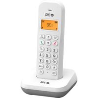 SPC Keops – Téléphone fixe sans fil avec écran lumineux, identification de l'appelant, 50 contacts, mode ÉCO - Blanc