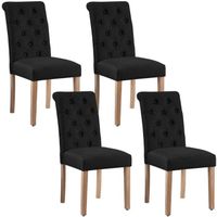 Lot de 4 Chaises de Salle à Manger Noir - Chaise de Salon en Tissu Chêne pour Bureau Cuisine Bar Réunion Hôtel - Yaheetech