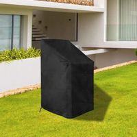 PC16551-Housses Chaises Empilable de Jardin Imperméable Protection UV 210D Tissu Oxford pour protéger le mobilier- Noir 120x 65 x