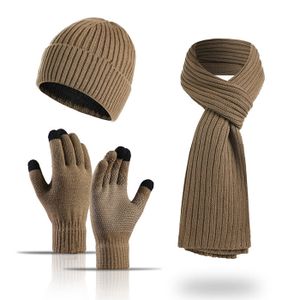 Ensemble Bonnet, écharpe Et Gants Tactiles Pour Homme Et Femme - Hiver Chaud, Motif Maille D'orge, Idéal Pour Sports D'hiver