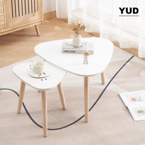 TABLE BASSE Table basse en bois YUD - Blanc - Rectangulaire - Meuble de salon