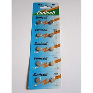 PILES Eunicell AG3 Lot de 10 piles de type G3 LR41 alcal