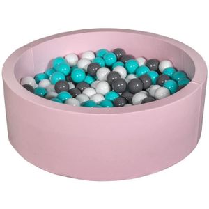 PISCINE À BALLES Velinda - 24159 - Piscine à balles Aire de jeu + 200 balles rose blanc,gris,turquoise