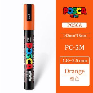 MARQUEUR Orange - Marqueurs de peinture Uni Posca, stylos à pointe moyenne, 1.8mm 2.5mm, 17 couleurs pour l'école et l